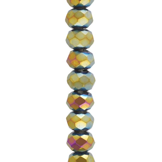 Black AB Large Hole Faceted Glass Rondelle Beads by Bead Landing